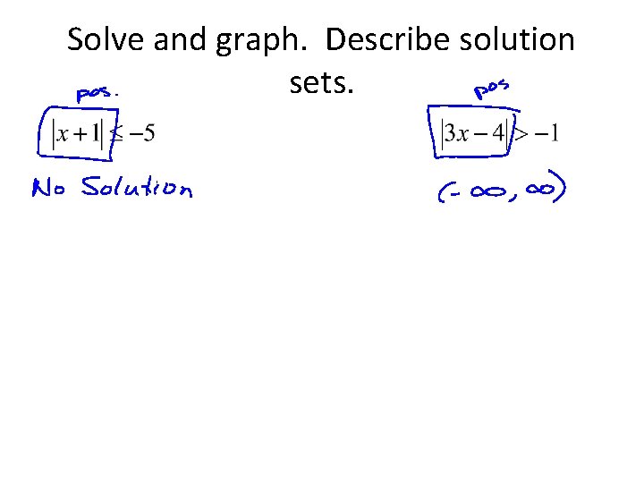 Solve and graph. Describe solution sets. Solve and graph. Describe solution sets.