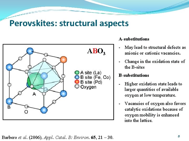 Perovskites: structural aspects A-substitutions AB O 3 - May lead to structural defects as