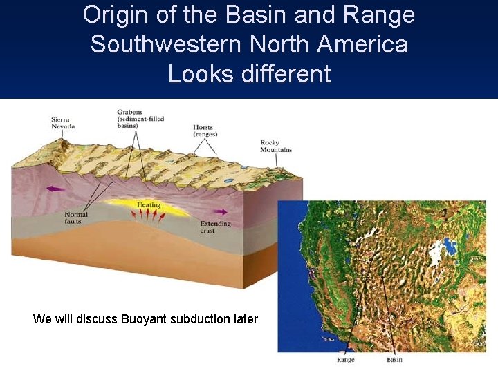 Origin of the Basin and Range Southwestern North America Looks different We will discuss