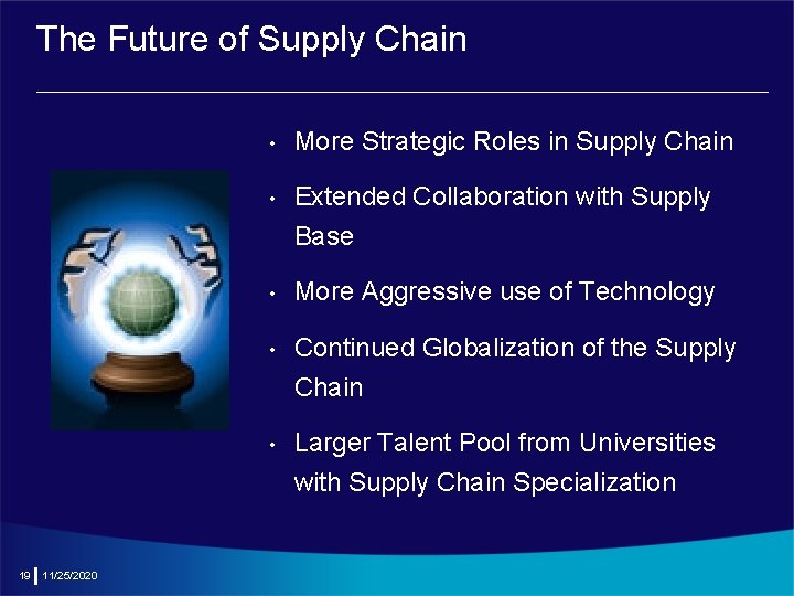 The Future of Supply Chain 19 11/25/2020 • More Strategic Roles in Supply Chain