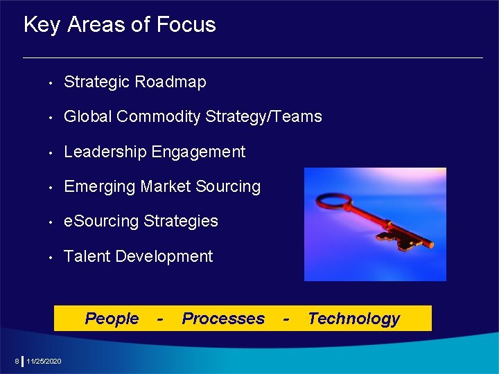Key Areas of Focus • Strategic Roadmap • Global Commodity Strategy/Teams • Leadership Engagement