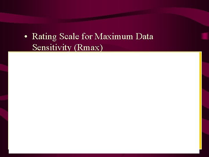  • Rating Scale for Maximum Data Sensitivity (Rmax) 