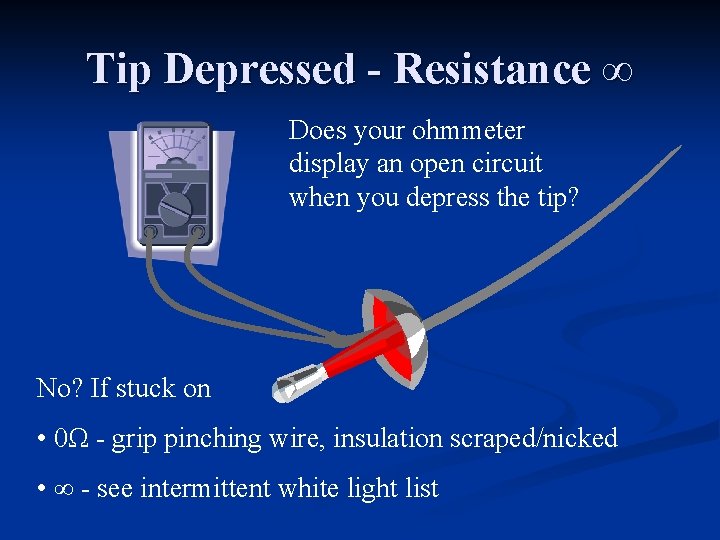 Tip Depressed - Resistance ∞ Does your ohmmeter display an open circuit when you