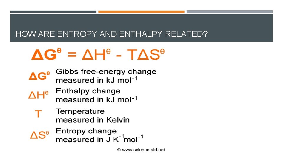 HOW ARE ENTROPY AND ENTHALPY RELATED? HOW ARE ENTROPY AND ENTHALPY RELATED?