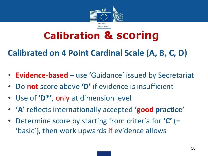 Calibration & scoring Calibrated on 4 Point Cardinal Scale (A, B, C, D) •