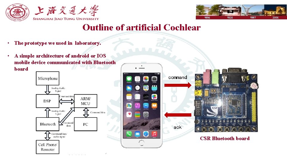 1896 1920 Outline of artificial Cochlear • The prototype we used in laboratory. •