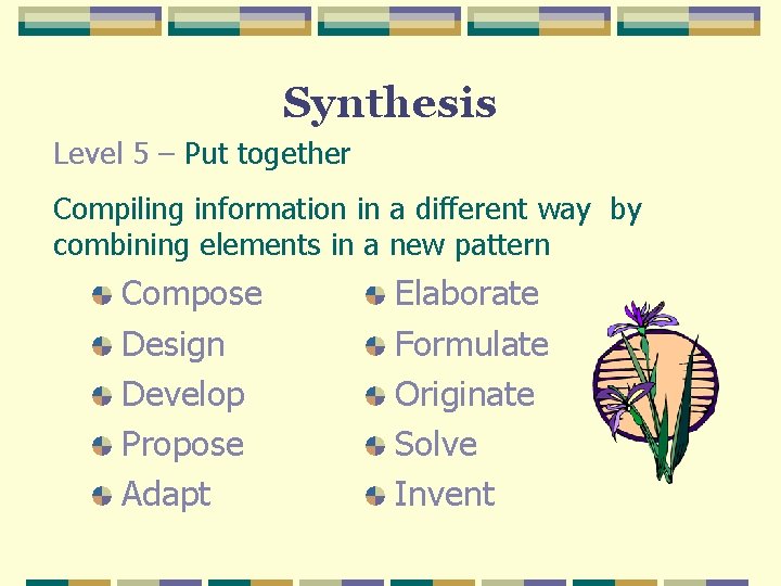 Synthesis Level 5 – Put together Compiling information in a different way by combining Synthesis Level 5 – Put together Compiling information in a different way by combining