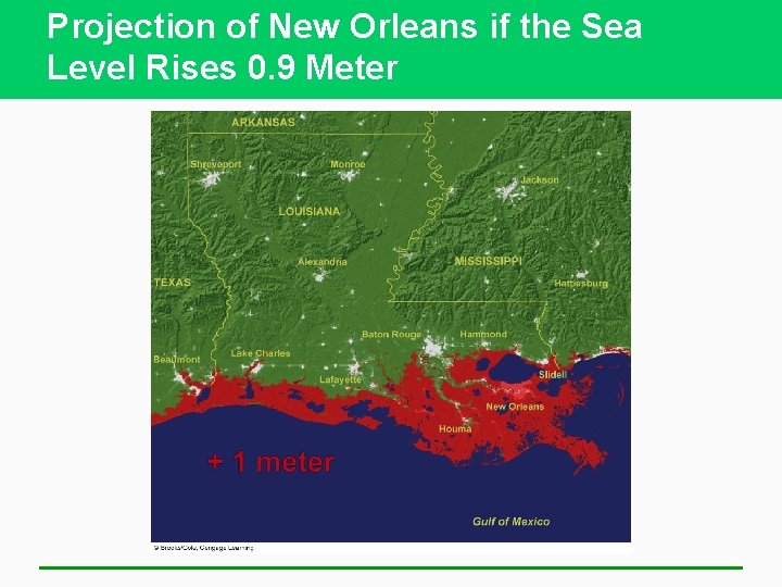 Projection of New Orleans if the Sea Level Rises 0. 9 Meter 