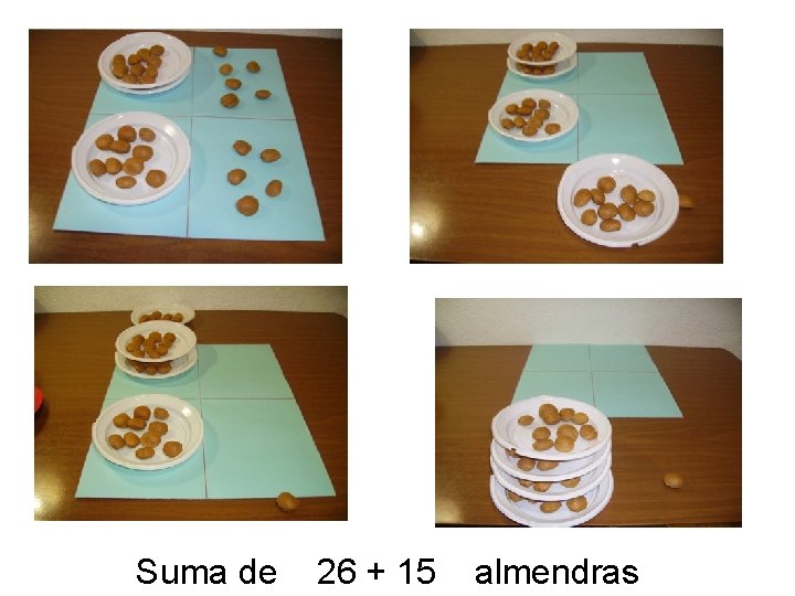 Suma de 26 + 15 almendras 