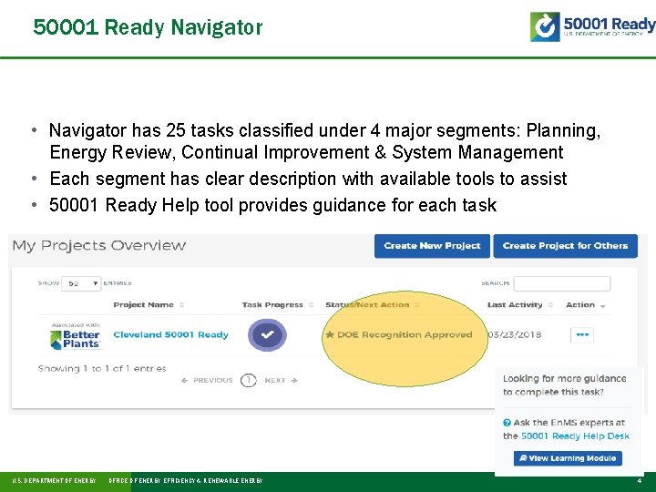 50001 Ready Navigator • Navigator has 25 tasks classified under 4 major segments: Planning,