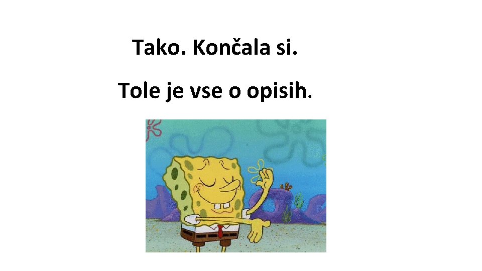 Tako. Končala si. Tole je vse o opisih. 
