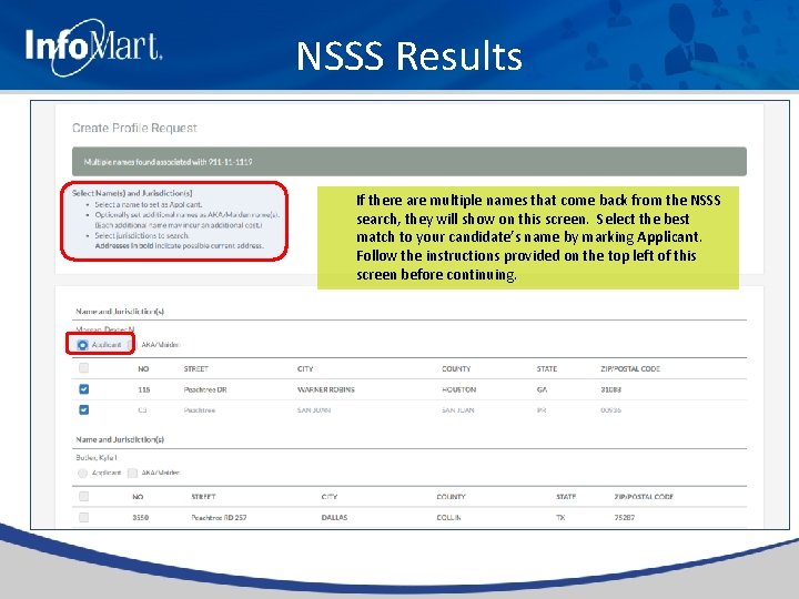 NSSS Results If there are multiple names that come back from the NSSS search,