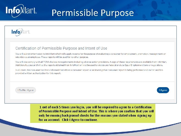 Permissible Purpose 1 out of each 5 times you log in, you will be