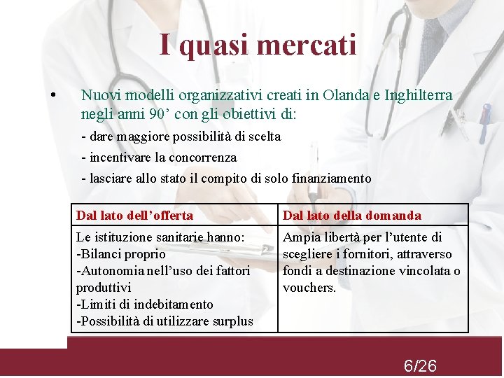 I quasi mercati • Nuovi modelli organizzativi creati in Olanda e Inghilterra negli anni