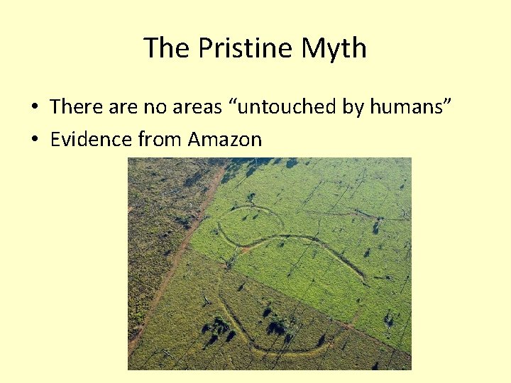 The Pristine Myth • There are no areas “untouched by humans” • Evidence from
