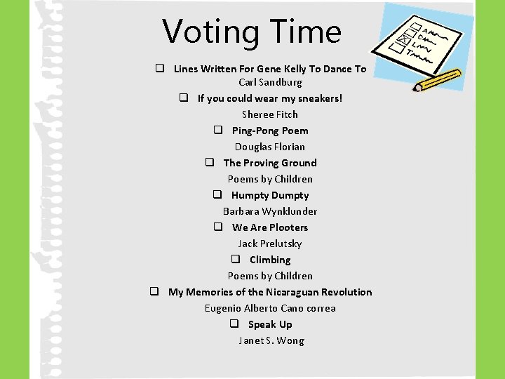 Voting Time q Lines Written For Gene Kelly To Dance To Carl Sandburg q