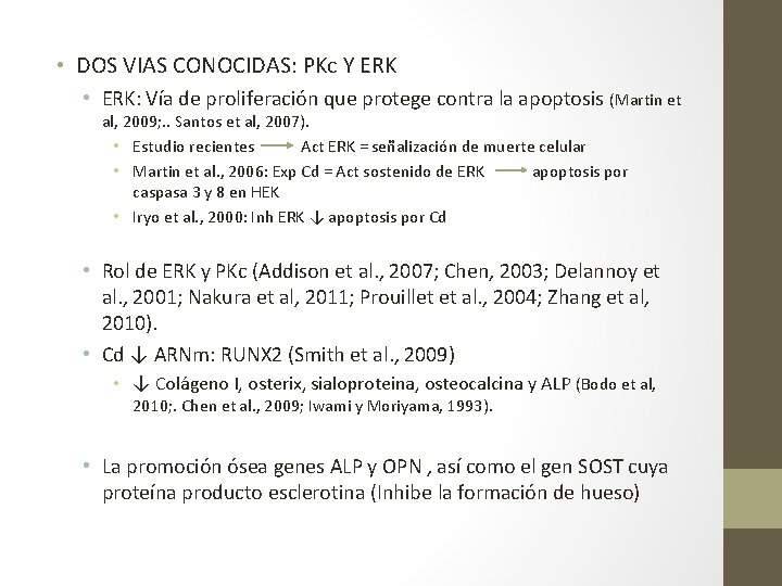  • DOS VIAS CONOCIDAS: PKc Y ERK • ERK: Vía de proliferación que