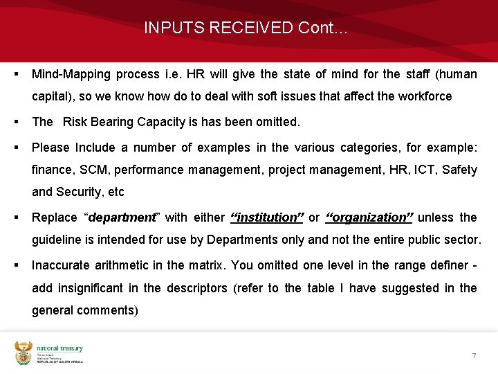 INPUTS RECEIVED Cont… § Mind-Mapping process i. e. HR will give the state of