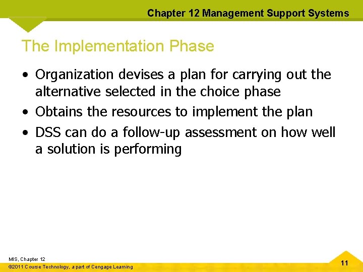 Chapter 12 Management Support Systems The Implementation Phase • Organization devises a plan for