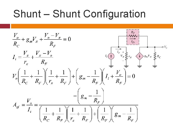 Shunt – Shunt Configuration 