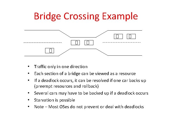 Bridge Crossing Example • Traffic only in one direction • Each section of a