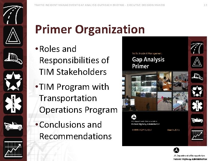 TRAFFIC INCIDENT MANAGEMENT GAP ANALYSIS OUTREACH BRIEFING - EXECUTIVE DECISION MAKERS Primer Organization •