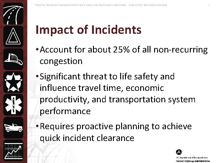 TRAFFIC INCIDENT MANAGEMENT GAP ANALYSIS OUTREACH BRIEFING - EXECUTIVE DECISION MAKERS Impact of Incidents