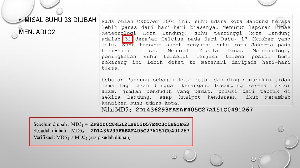  • MISAL SUHU 33 DIUBAH MENJADI 32 