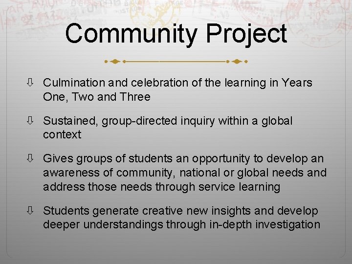 Community Project Culmination and celebration of the learning in Years One, Two and Three