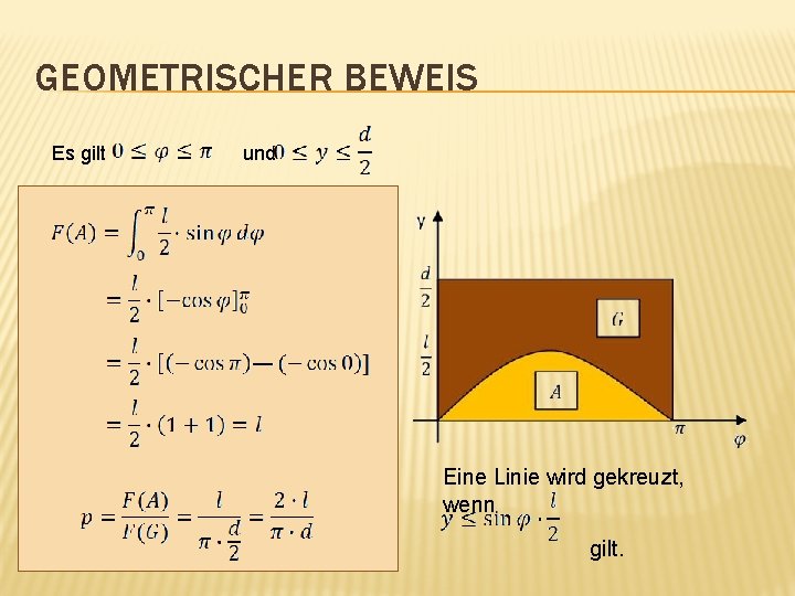 GEOMETRISCHER BEWEIS Es gilt und Eine Linie wird gekreuzt, wenn gilt. 