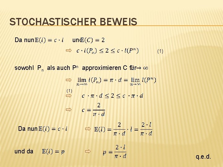  STOCHASTISCHER BEWEIS Da nun und (1) sowohl Pn als auch Pn approximieren C