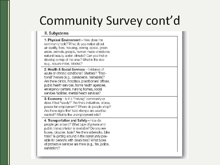 Community Survey cont’d 