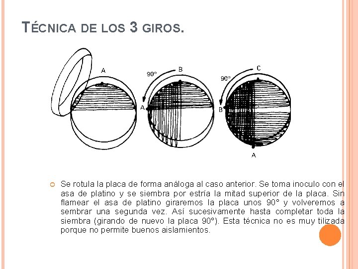 TÉCNICA DE LOS 3 GIROS. Se rotula la placa de forma análoga al caso