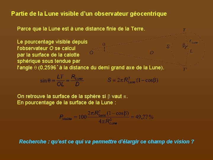 Partie de la Lune visible d’un observateur géocentrique Parce que la Lune est à