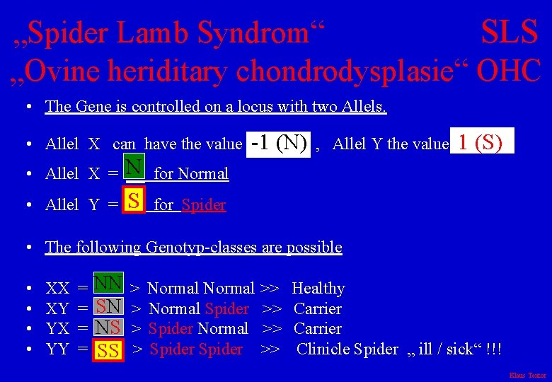 „Spider Lamb Syndrom“ SLS „Ovine heriditary chondrodysplasie“ OHC • The Gene is controlled on
