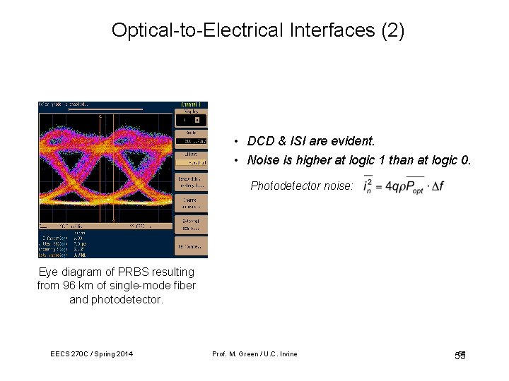 Optical-to-Electrical Interfaces (2) • DCD & ISI are evident. • Noise is higher at Optical-to-Electrical Interfaces (2) • DCD & ISI are evident. • Noise is higher at