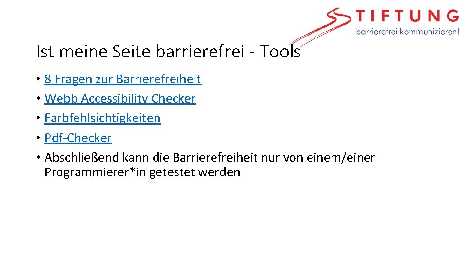 Ist meine Seite barrierefrei - Tools • 8 Fragen zur Barrierefreiheit • Webb Accessibility