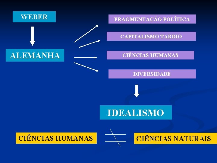 WEBER FRAGMENTAÇÃO POLÍTICA CAPITALISMO TARDIO ALEMANHA CIÊNCIAS HUMANAS DIVERSIDADE IDEALISMO CIÊNCIAS HUMANAS CIÊNCIAS NATURAIS