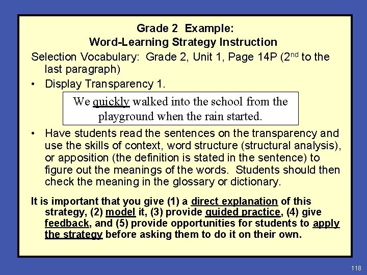 Grade 2 Example: Word-Learning Strategy Instruction Selection Vocabulary: Grade 2, Unit 1, Page 14
