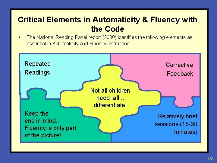 Critical Elements in Automaticity & Fluency with the Code • The National Reading Panel