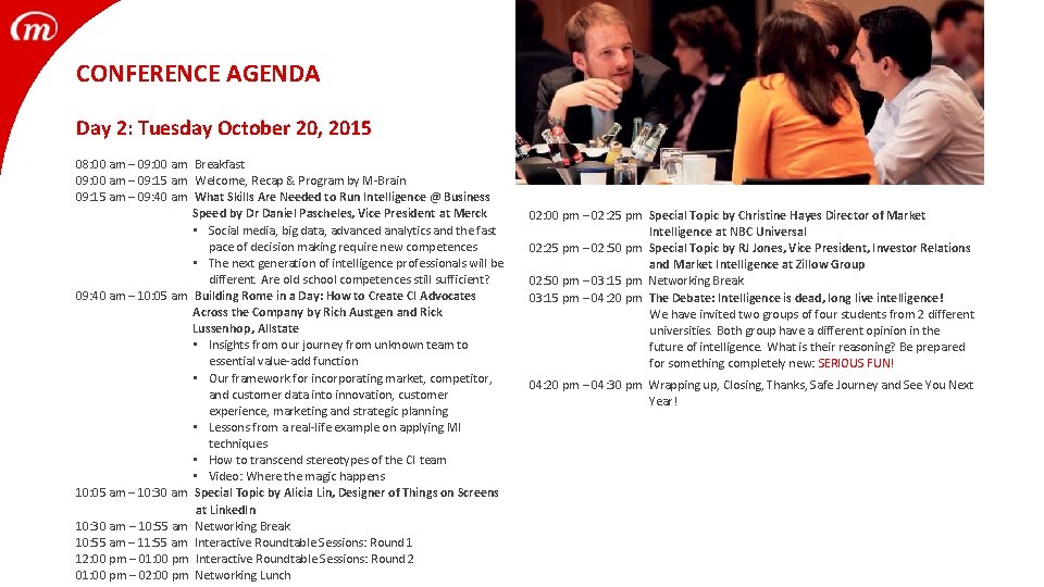 CONFERENCE AGENDA Day 2: Tuesday October 20, 2015 08: 00 am – 09: 00
