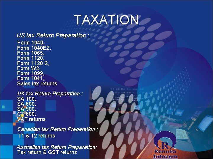 TAXATION US tax Return Preparation : Form 1040, Form 1040 EZ, Form 1065, Form