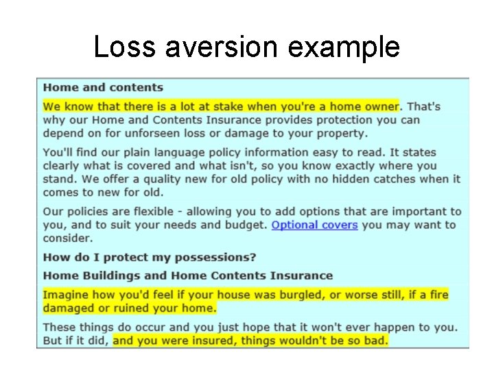 Loss aversion example 