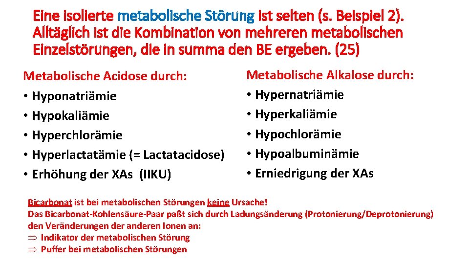 Eine isolierte metabolische Störung ist selten (s. Beispiel 2). Alltäglich ist die Kombination von