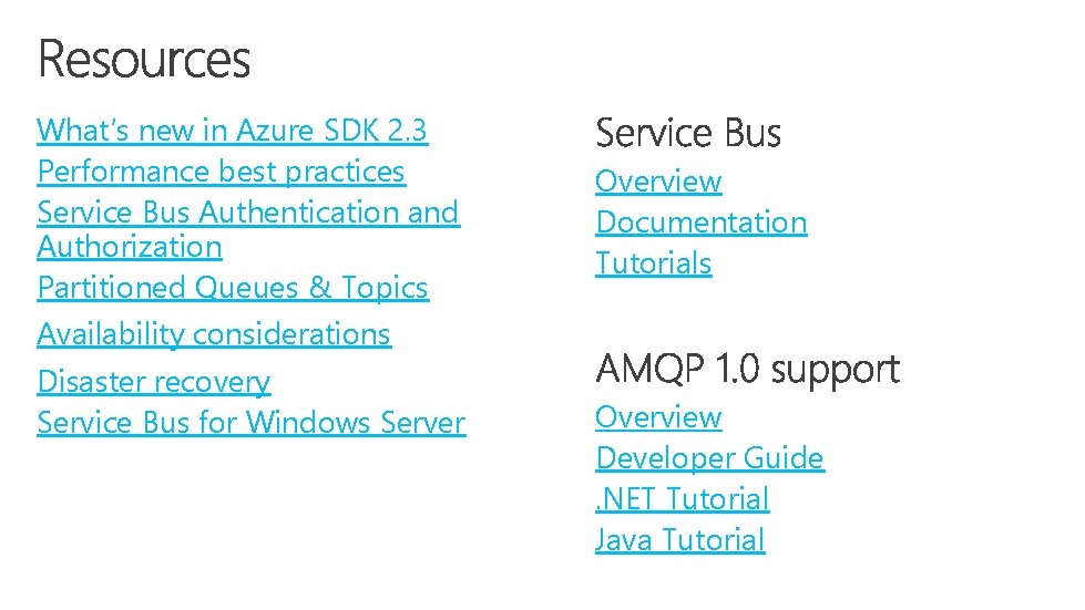 What’s new in Azure SDK 2. 3 Performance best practices Service Bus Authentication and What’s new in Azure SDK 2. 3 Performance best practices Service Bus Authentication and