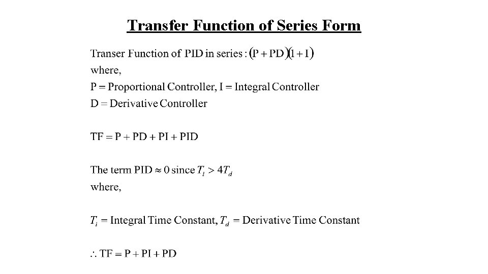 Transfer Function of Series Form 