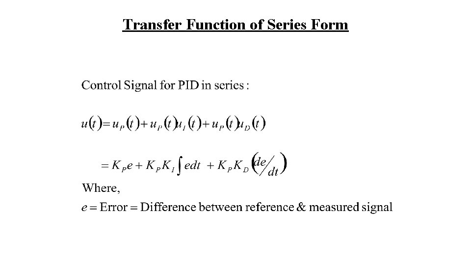 Transfer Function of Series Form 