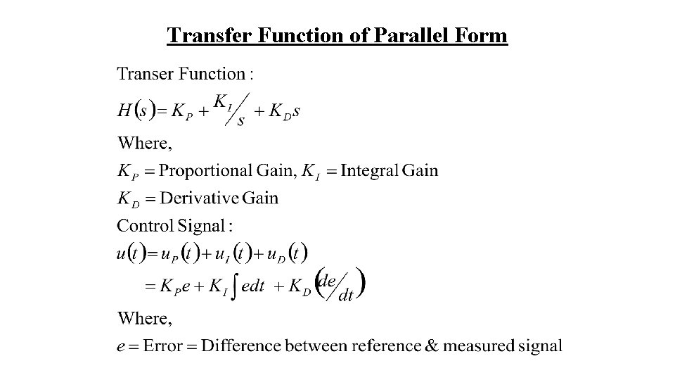 Transfer Function of Parallel Form 