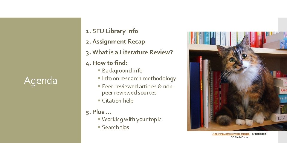 1. SFU Library Info 2. Assignment Recap 3. What is a Literature Review? 4.