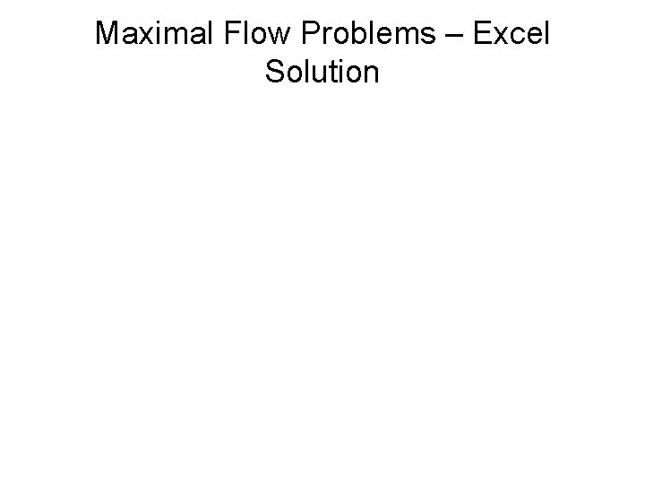 Maximal Flow Problems – Excel Solution 